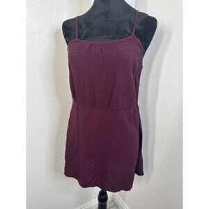 Aeropostale Womens Burgundy Sleeveless Rayon Smocked Mini Dress‎ S/P